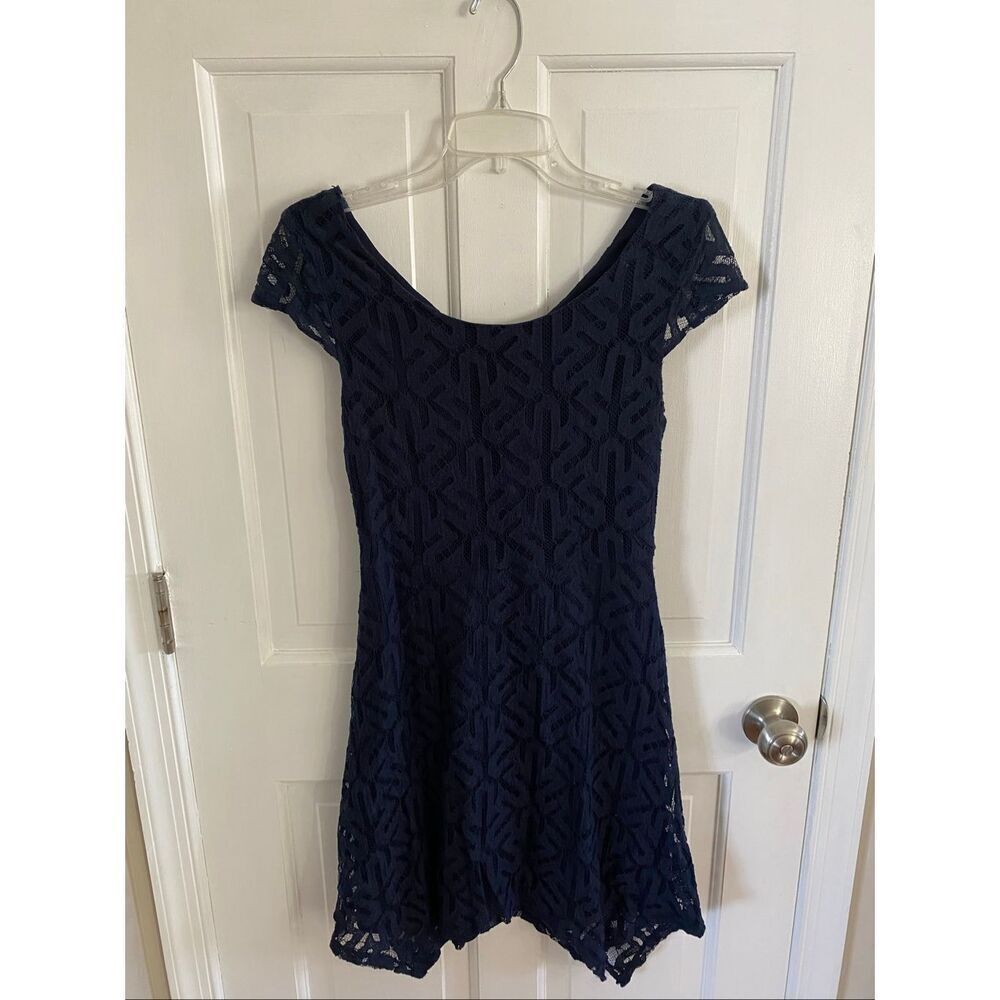 AB Studio navy blue dress with lace overlay size S